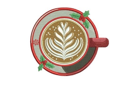 Holiday Latte Art: A Warm, Festive Embroidery Asset for Small Business Brands