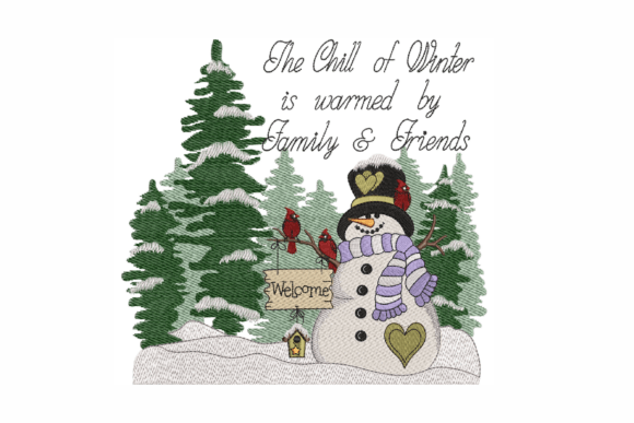 Snowman with Cardinal