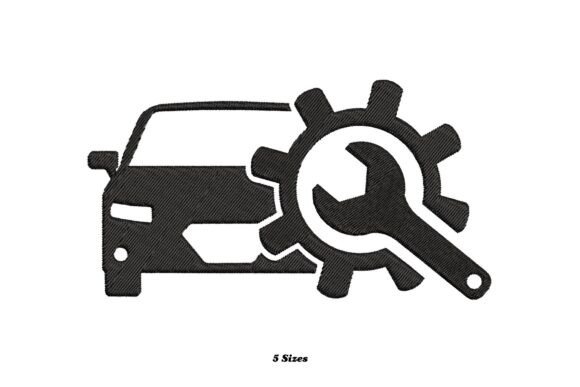 Vintage Car Repair Embroidery Design